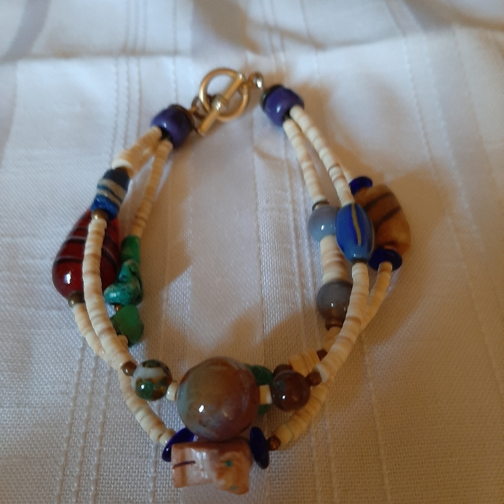 Southwest Fetish 3 Strand Beaded Bracelet OOAK